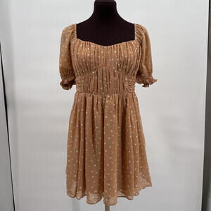 Women's Abercrombie & Fitch NWT Polka Dot Tan Mini Mildmaid Dress Medium Petite